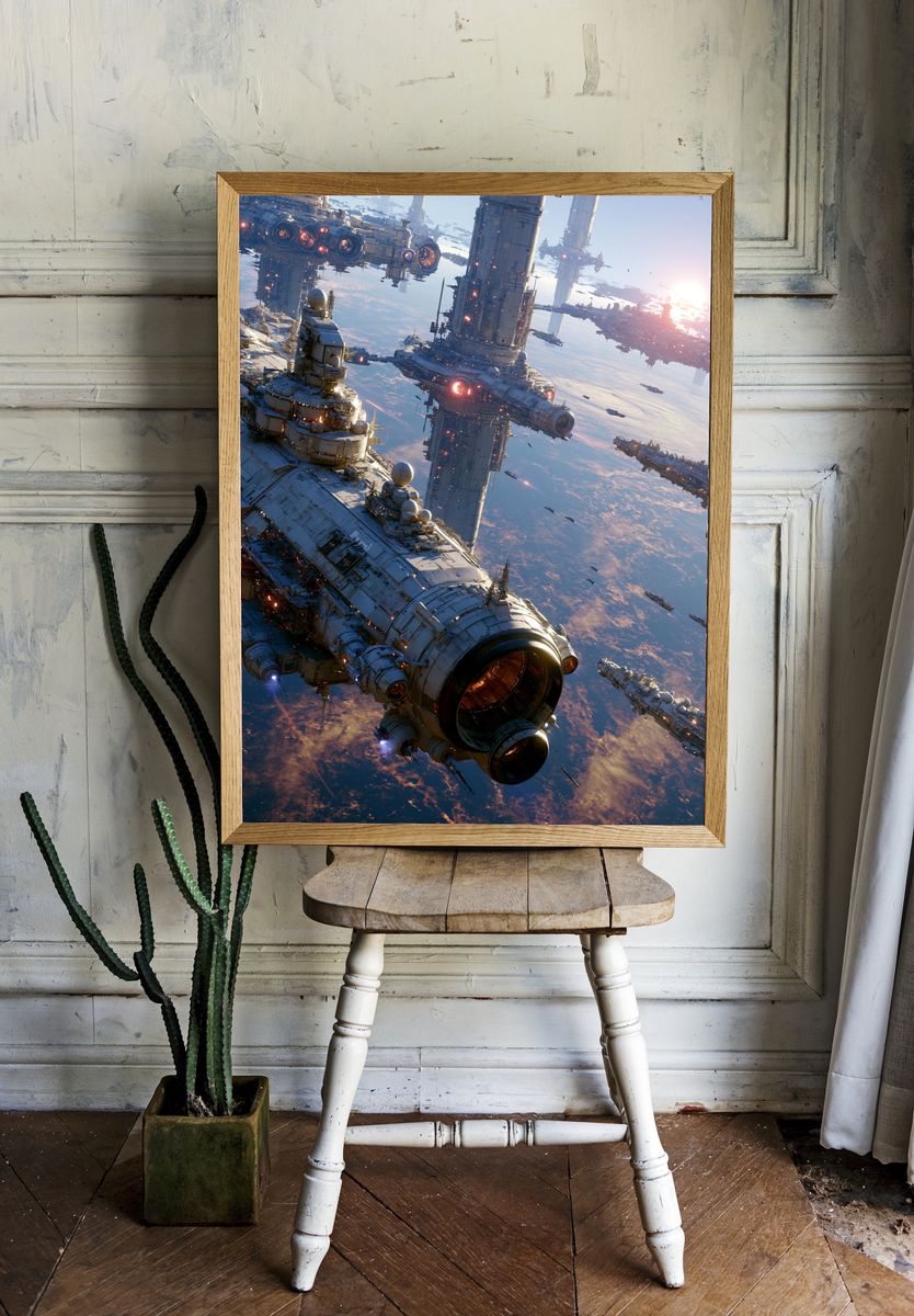 Orbital Fleet Sci-Fi Poster. — room view 1