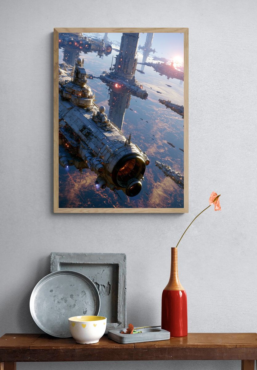 Orbital Fleet Sci-Fi Poster. — room view 3