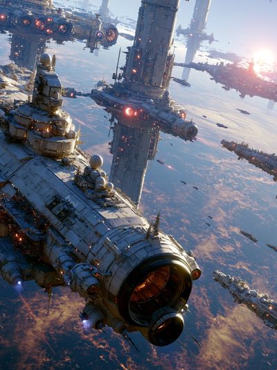 Orbital Fleet Sci-Fi Poster.