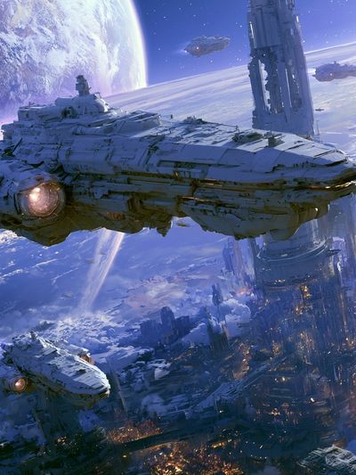 Sci-Fi Space Fleet Poster. poster