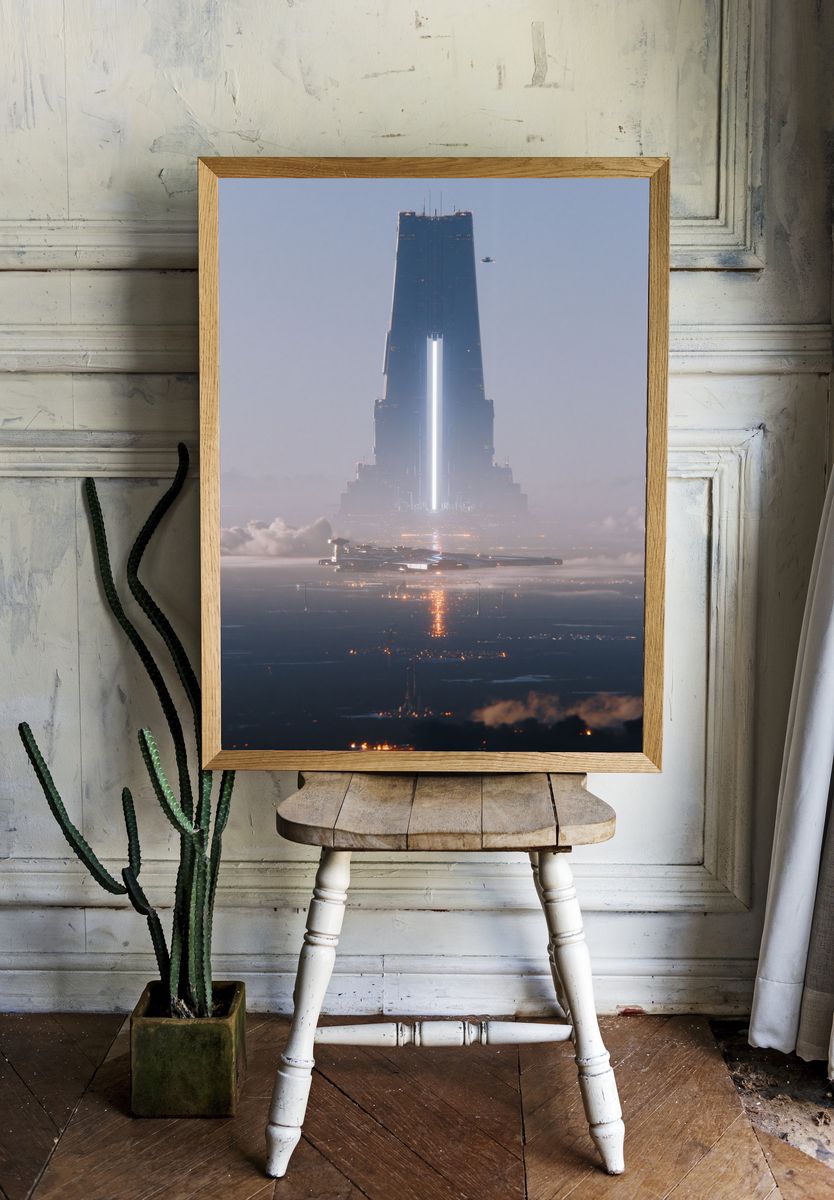Futuristic Space Tower Poster. room preview