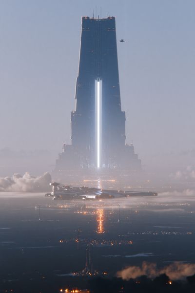 Futuristic Space Tower Poster.