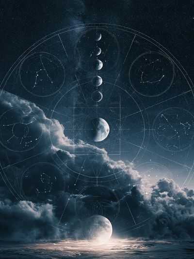 Celestial Moon Phases Space Print.