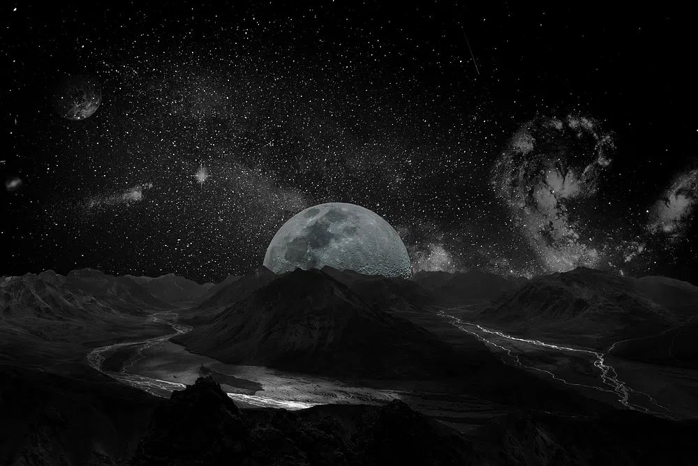 Moon night sky photo. poster detail