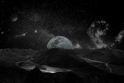 Moon night sky photo. poster