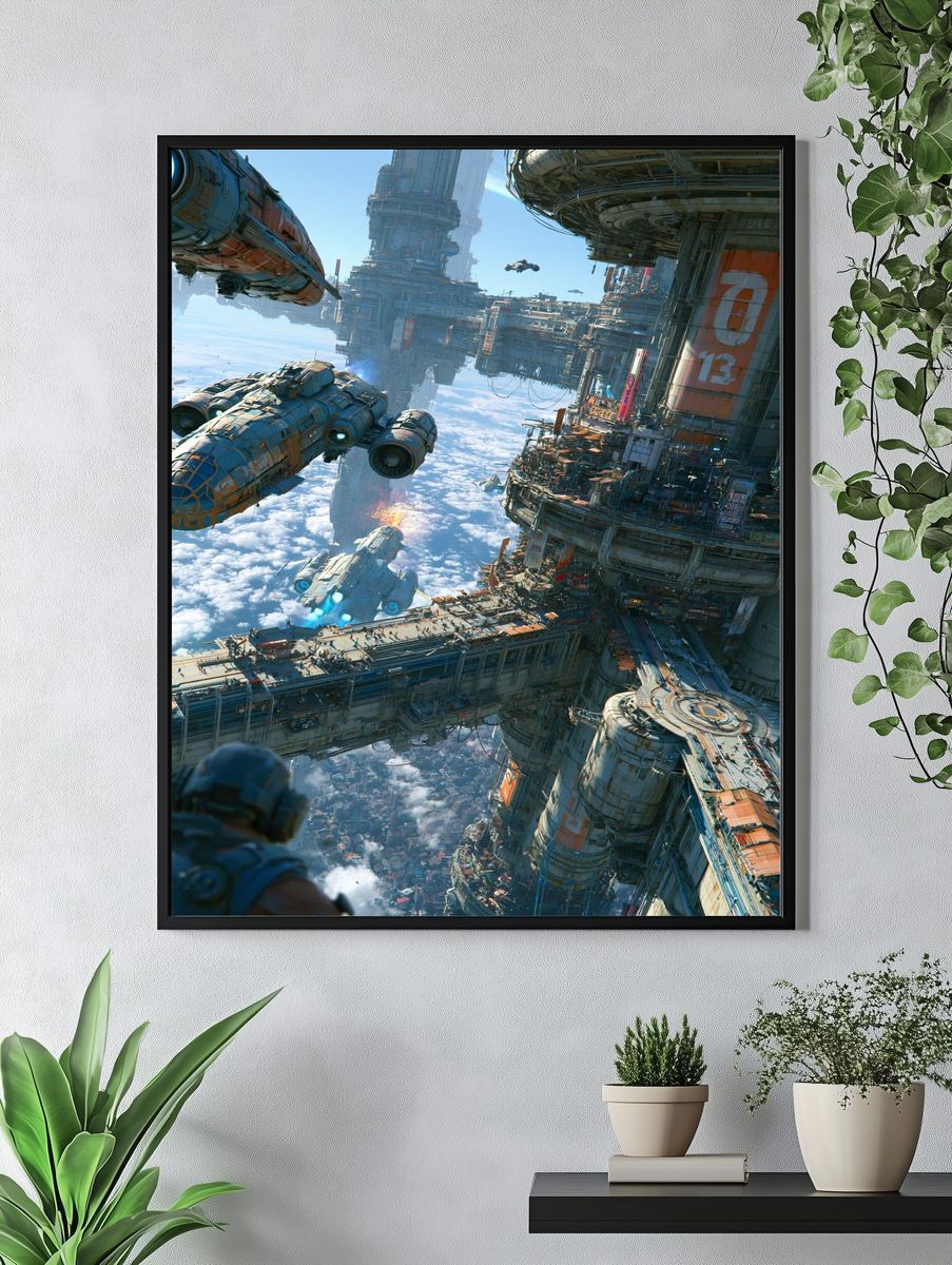 Futuristic Space Cityscape Poster. — room view 4