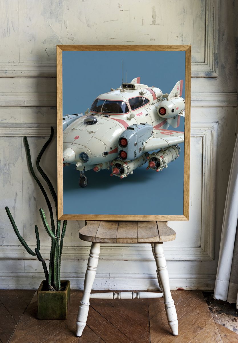 Retro Sci-Fi Aircraft Print. room preview