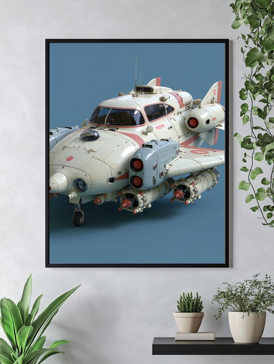 Retro Sci-Fi Aircraft Print. — room view 4