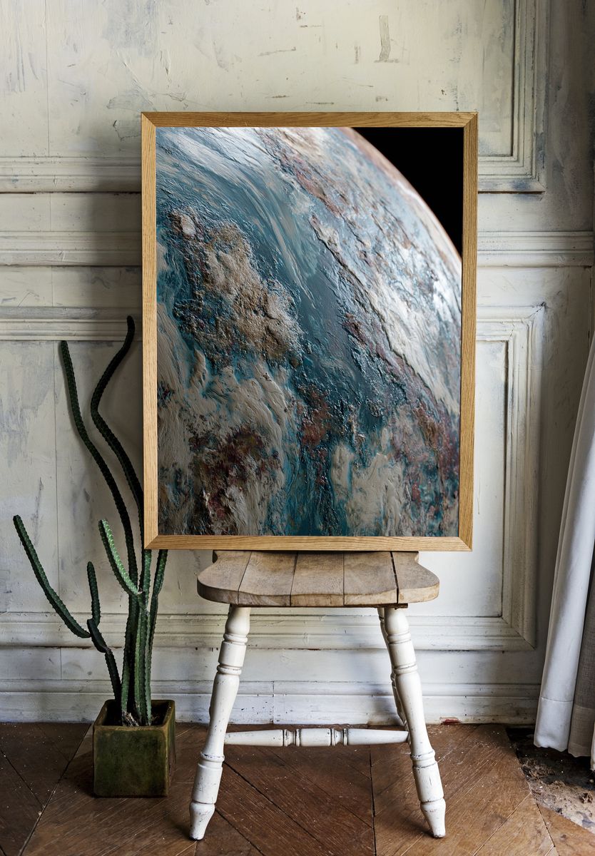 Icy Planet Surface Space Print. room preview
