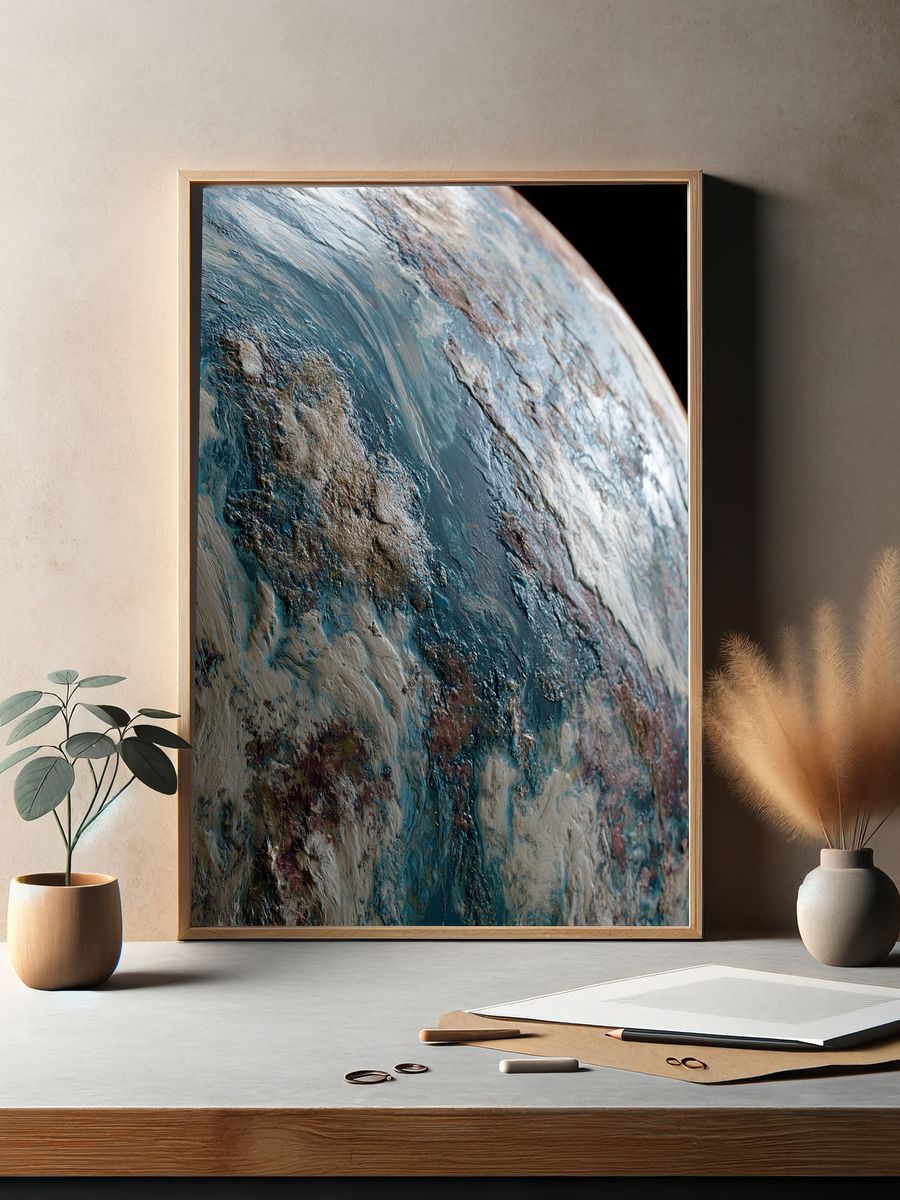 Icy Planet Surface Space Print. — room view 2