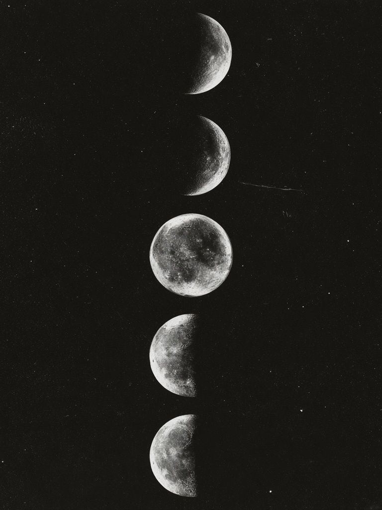 Moon Phases Black-White Poster. poster — space art