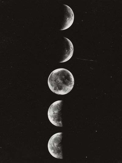 Moon Phases Black-White Poster.