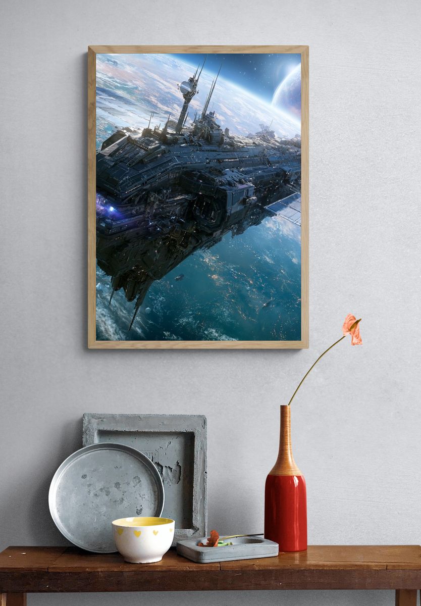 Orbital Starship Sci-Fi Poster. — room view 3