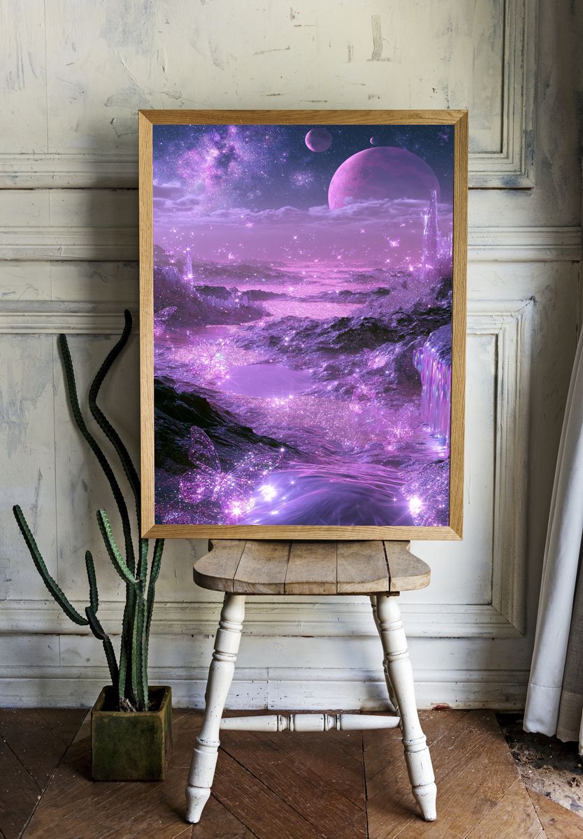 Purple Cosmic Landscape Poster. room preview