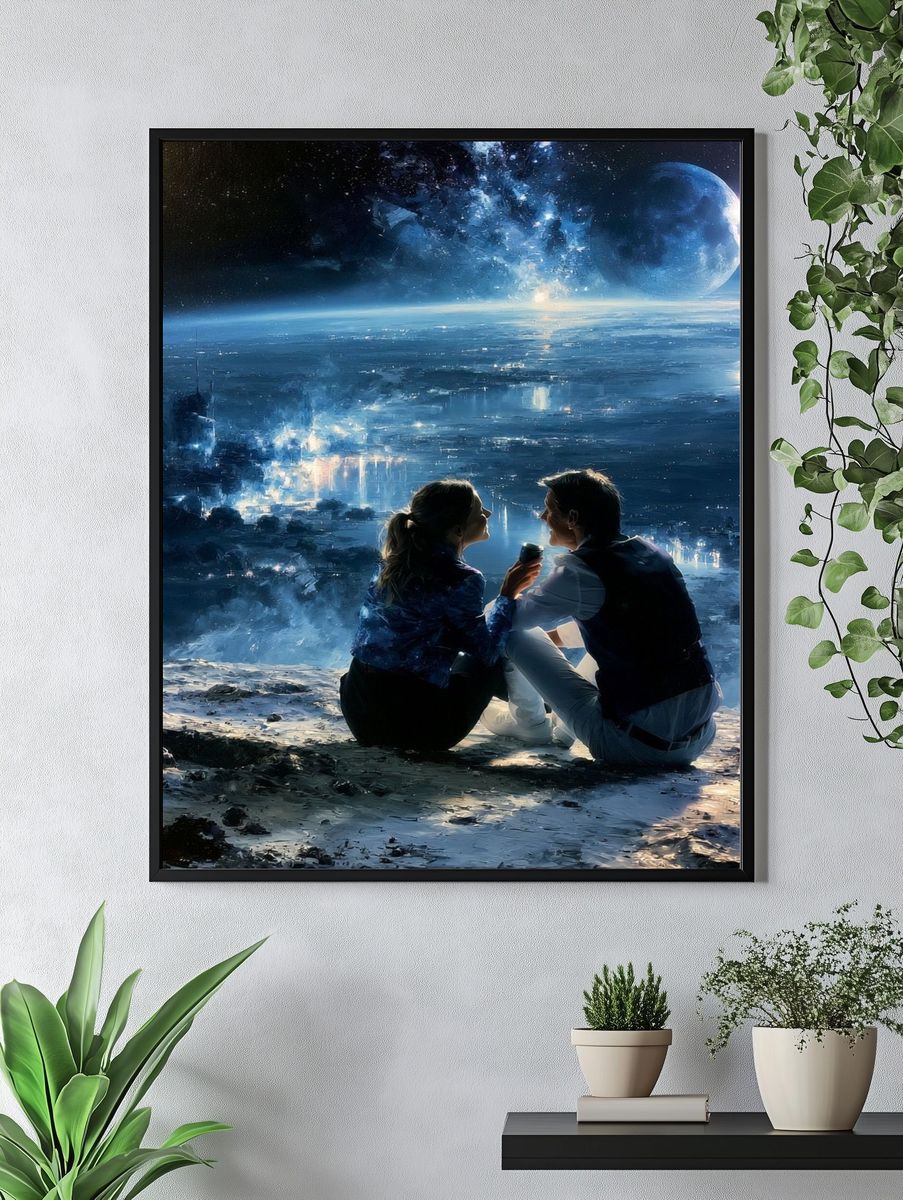 Moonlit Lovers Space Poster. — room view 4