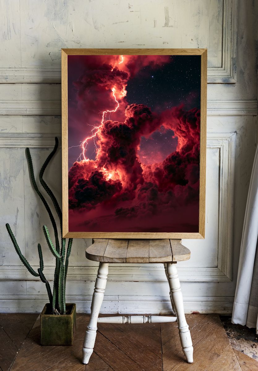Cosmic Lightning Storm Print. — room view 1