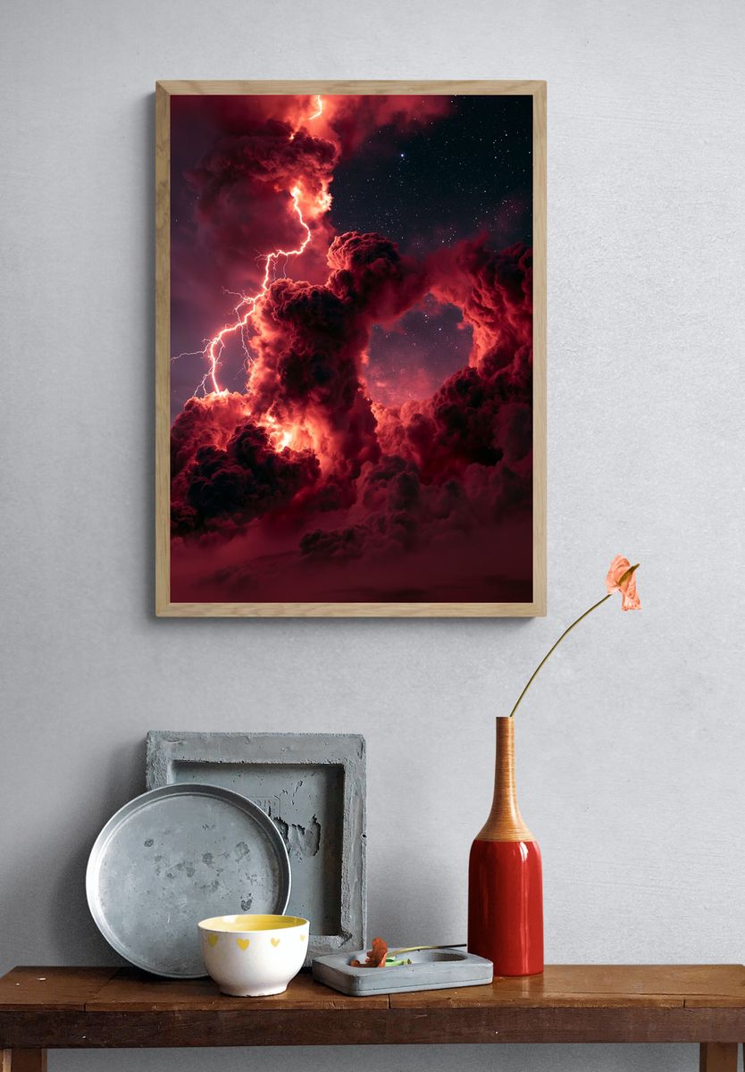 Cosmic Lightning Storm Print. — room view 3