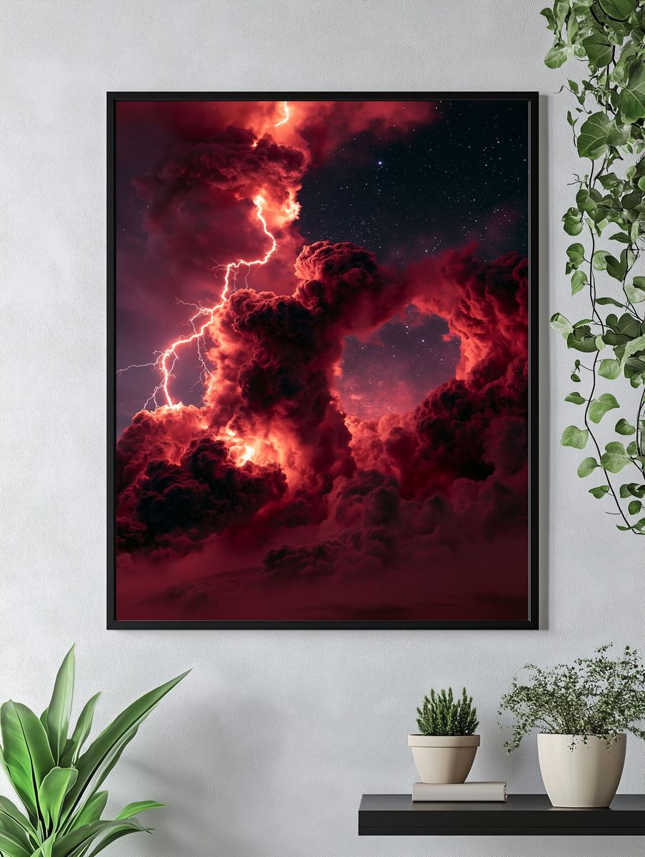 Cosmic Lightning Storm Print. — room view 4