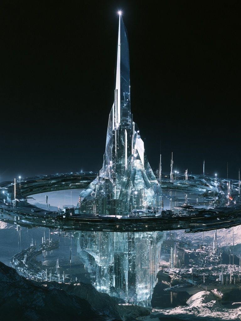 Crystal Space City Sci-Fi Poster. poster detail