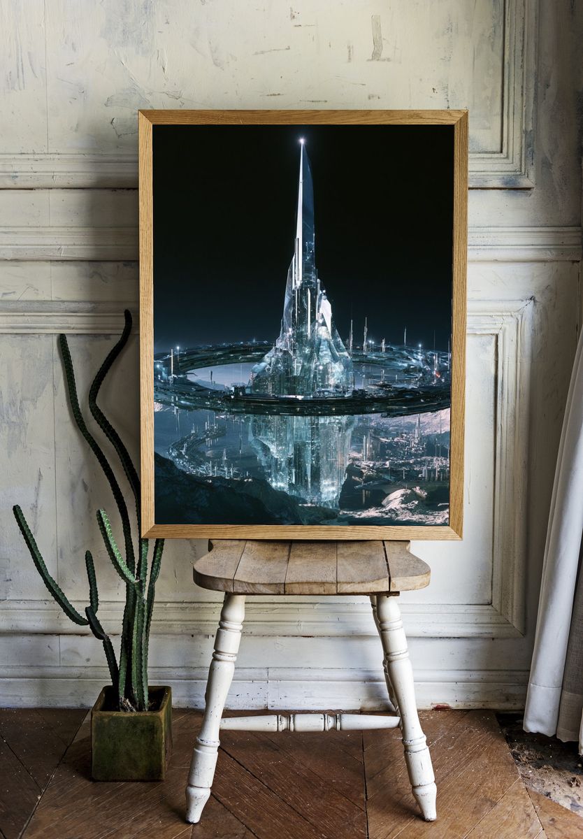 Crystal Space City Sci-Fi Poster. room preview