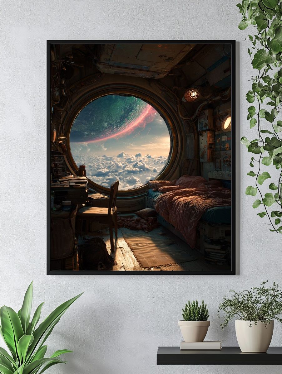 Orbital Window Sci-Fi Print. — room view 4
