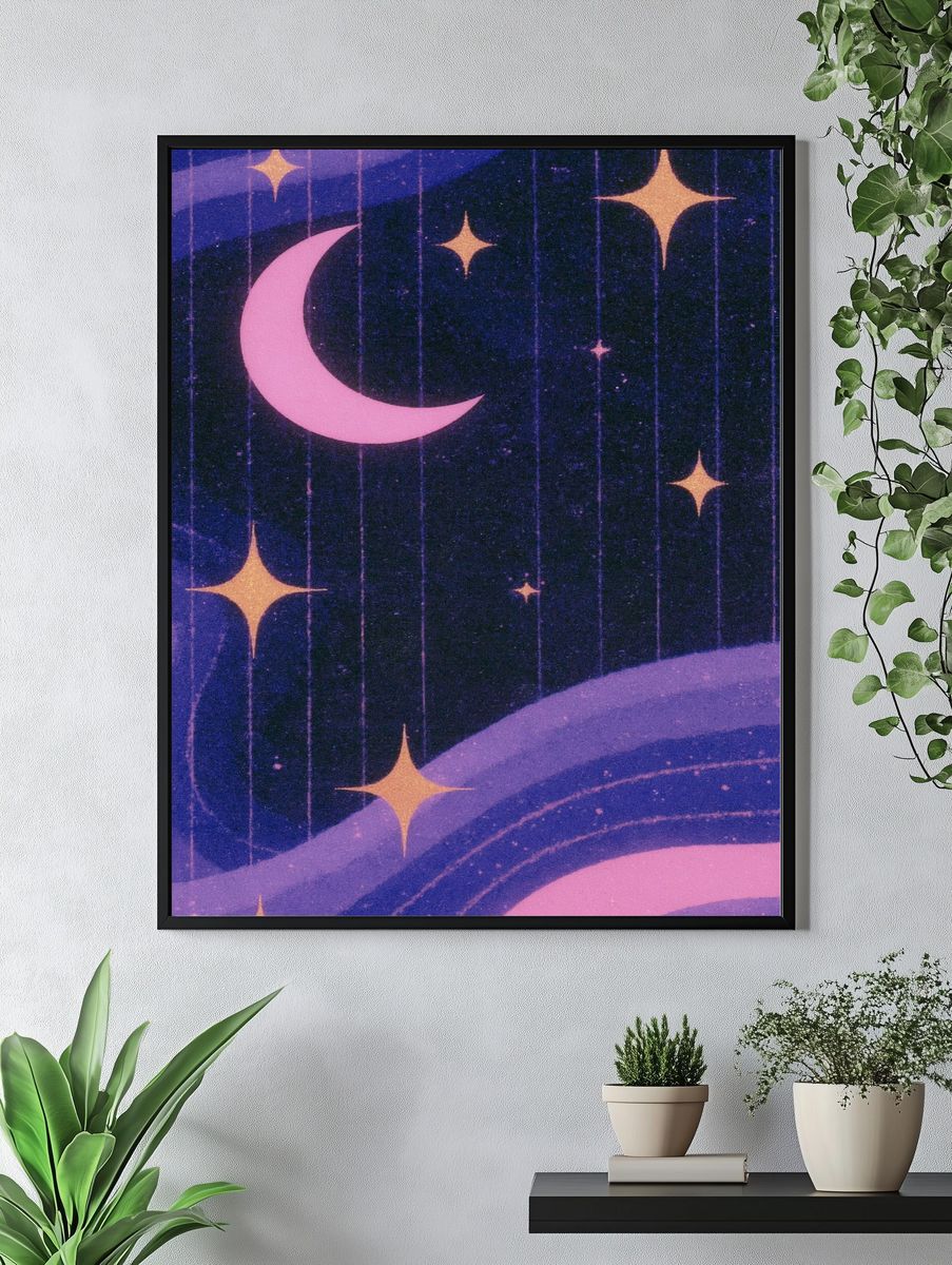 Celestial Moon and Stars Poster. — room view 4