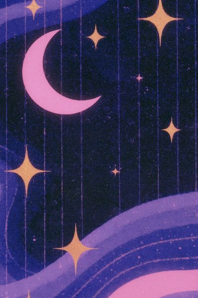 Celestial Moon and Stars Poster.