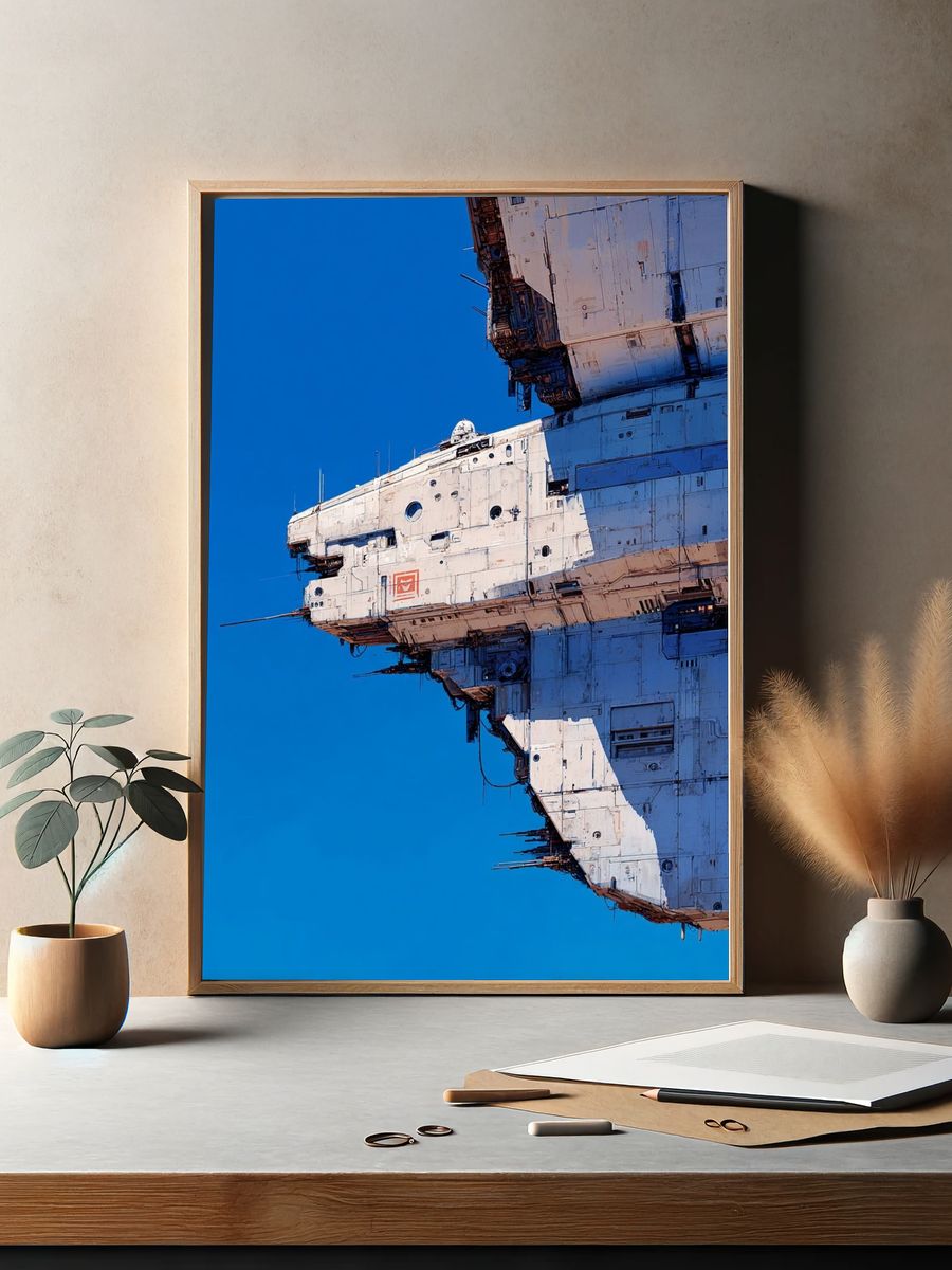 Sci-Fi Space Station Illustration Poster. — room view 2
