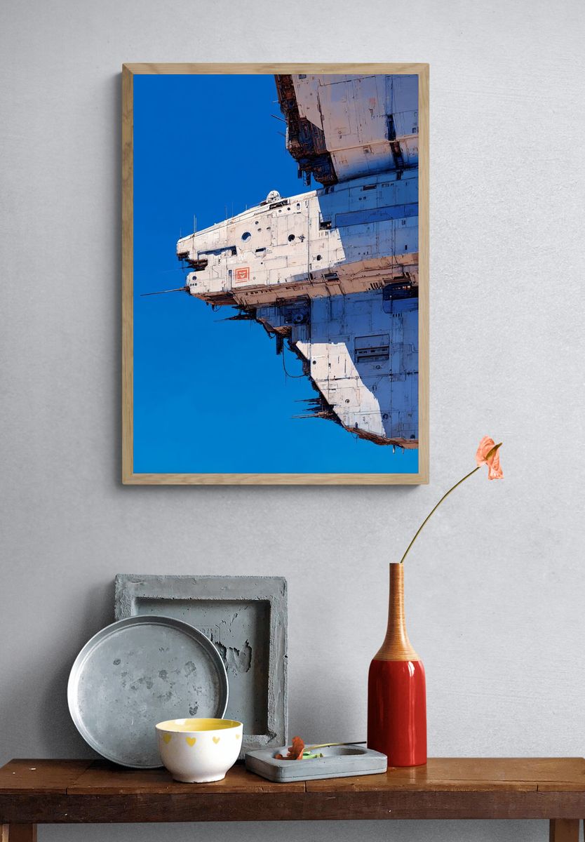 Sci-Fi Space Station Illustration Poster. — room view 3