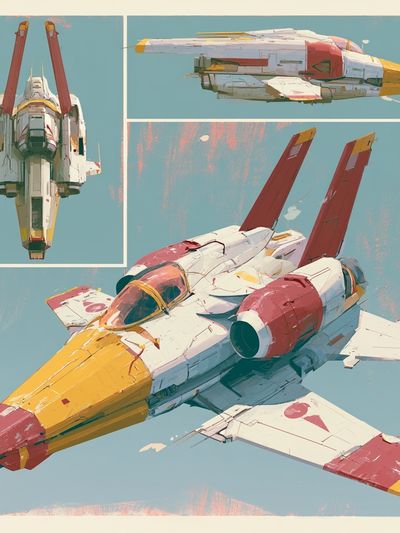 Retro Space Fighter Illustration Poster.