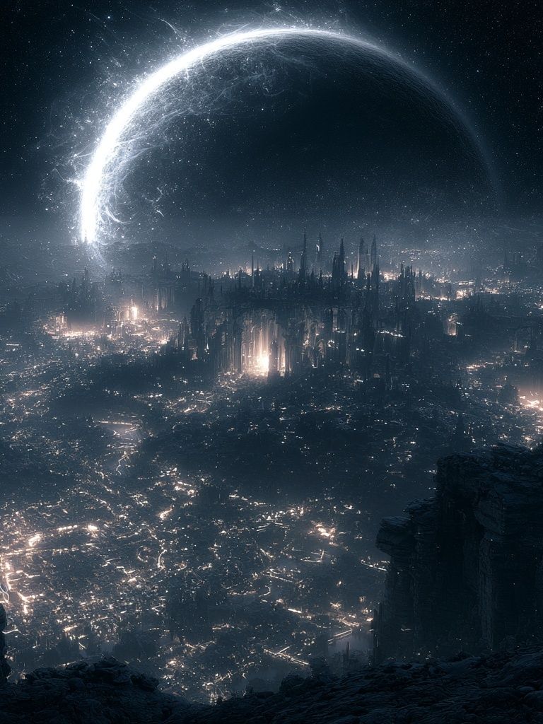 Eclipse Cityscape Space Print. poster detail
