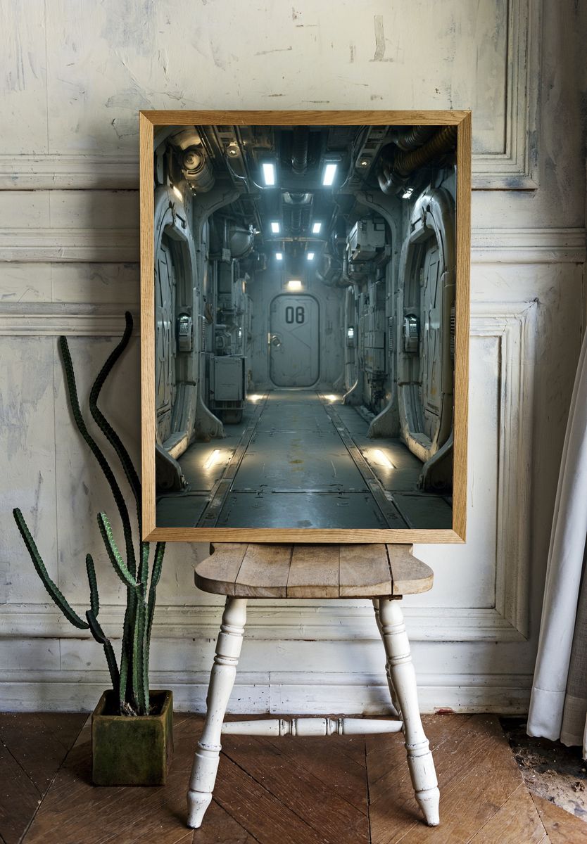 Sci-Fi Space Corridor Poster. room preview
