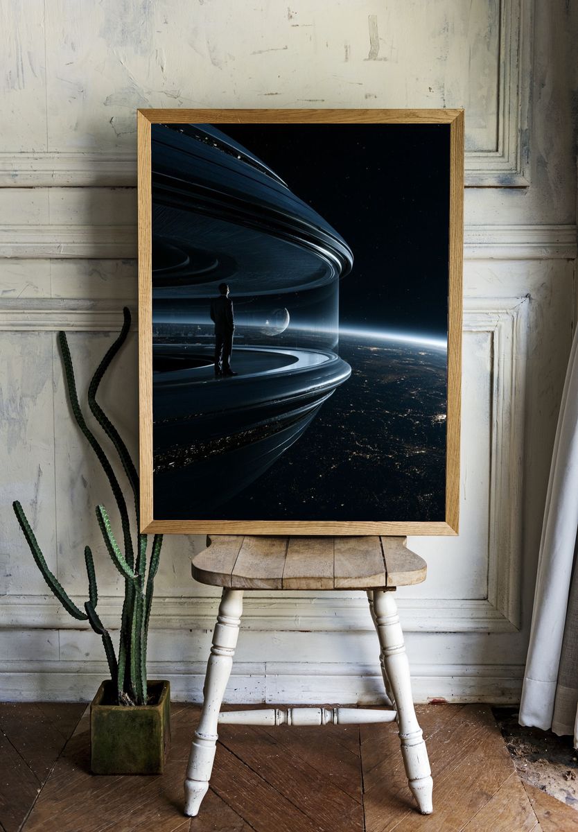 Orbital Space Station Sci-Fi Poster. — room view 1