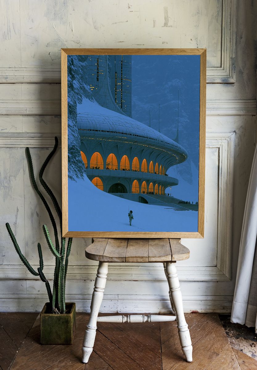 Sci-Fi Lunar Base Architecture Print. — room view 1