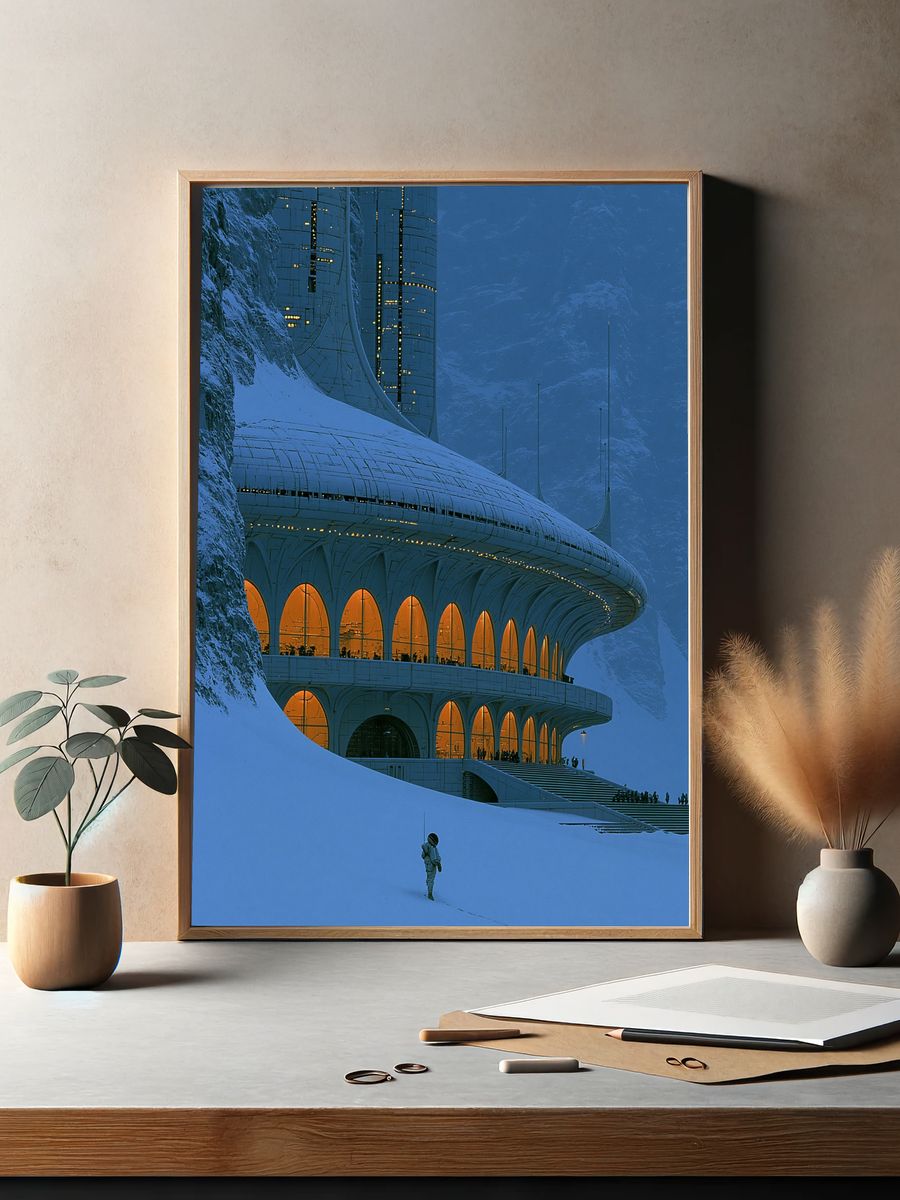 Sci-Fi Lunar Base Architecture Print. — room view 2