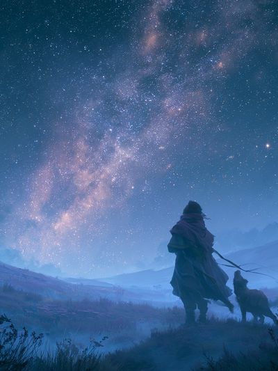 Stargazer and Dog Night Sky Print.