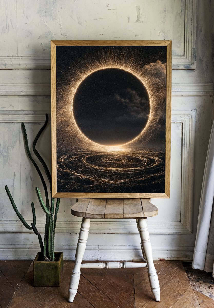 Solar Eclipse Cosmic Print. room preview