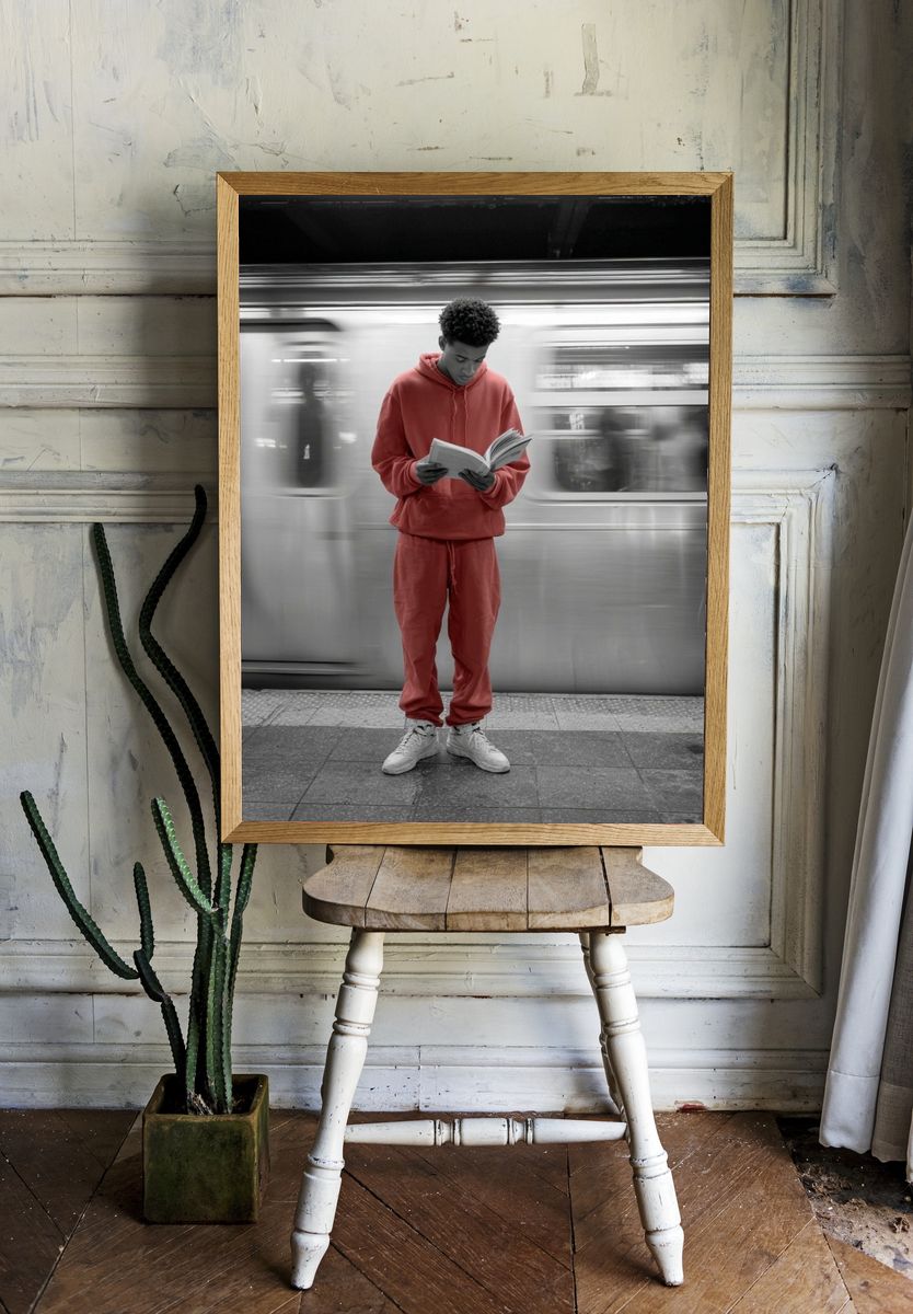 Subway Reader Street Photography Poster. — room view 1