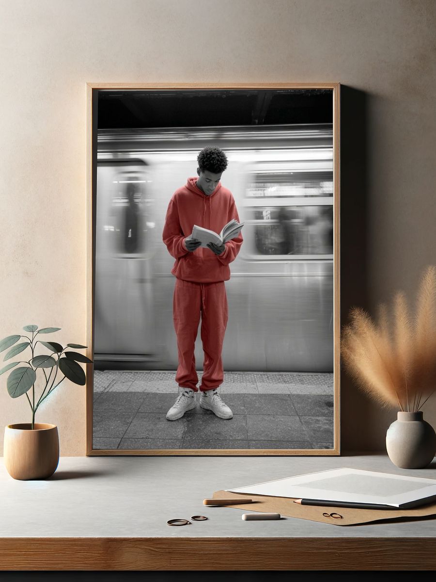 Subway Reader Street Photography Poster. — room view 2