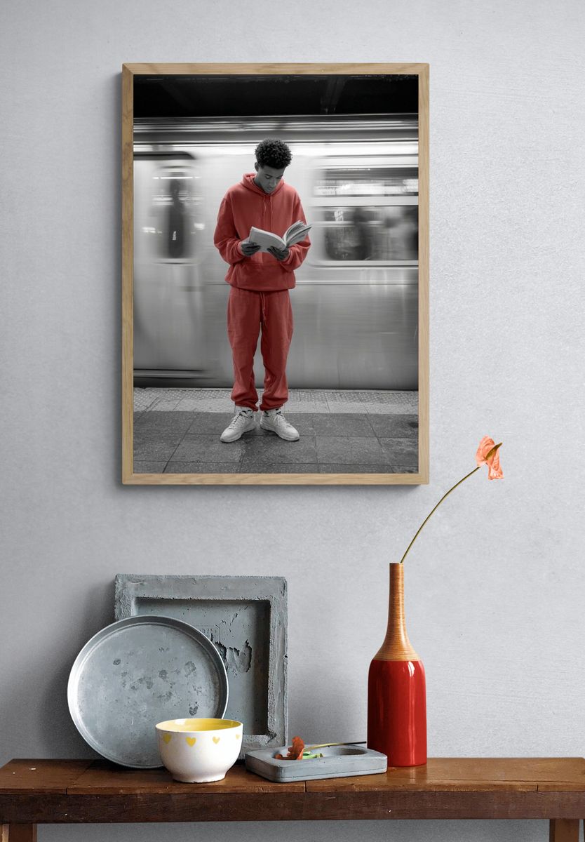 Subway Reader Street Photography Poster. — room view 3