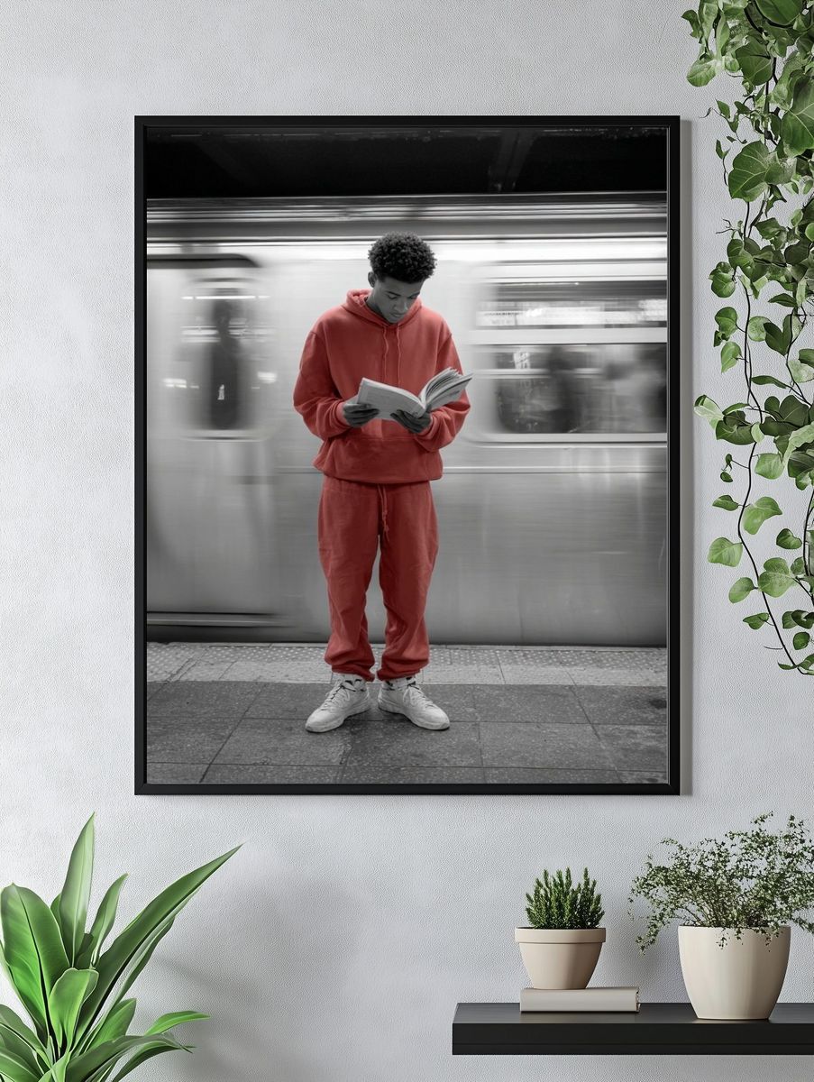 Subway Reader Street Photography Poster. — room view 4