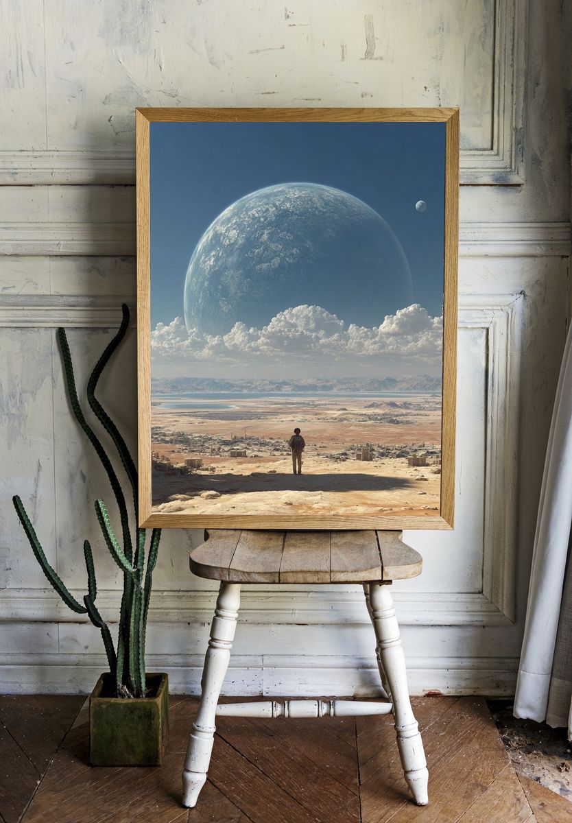 Surreal Planetary Landscape — Space Print room preview