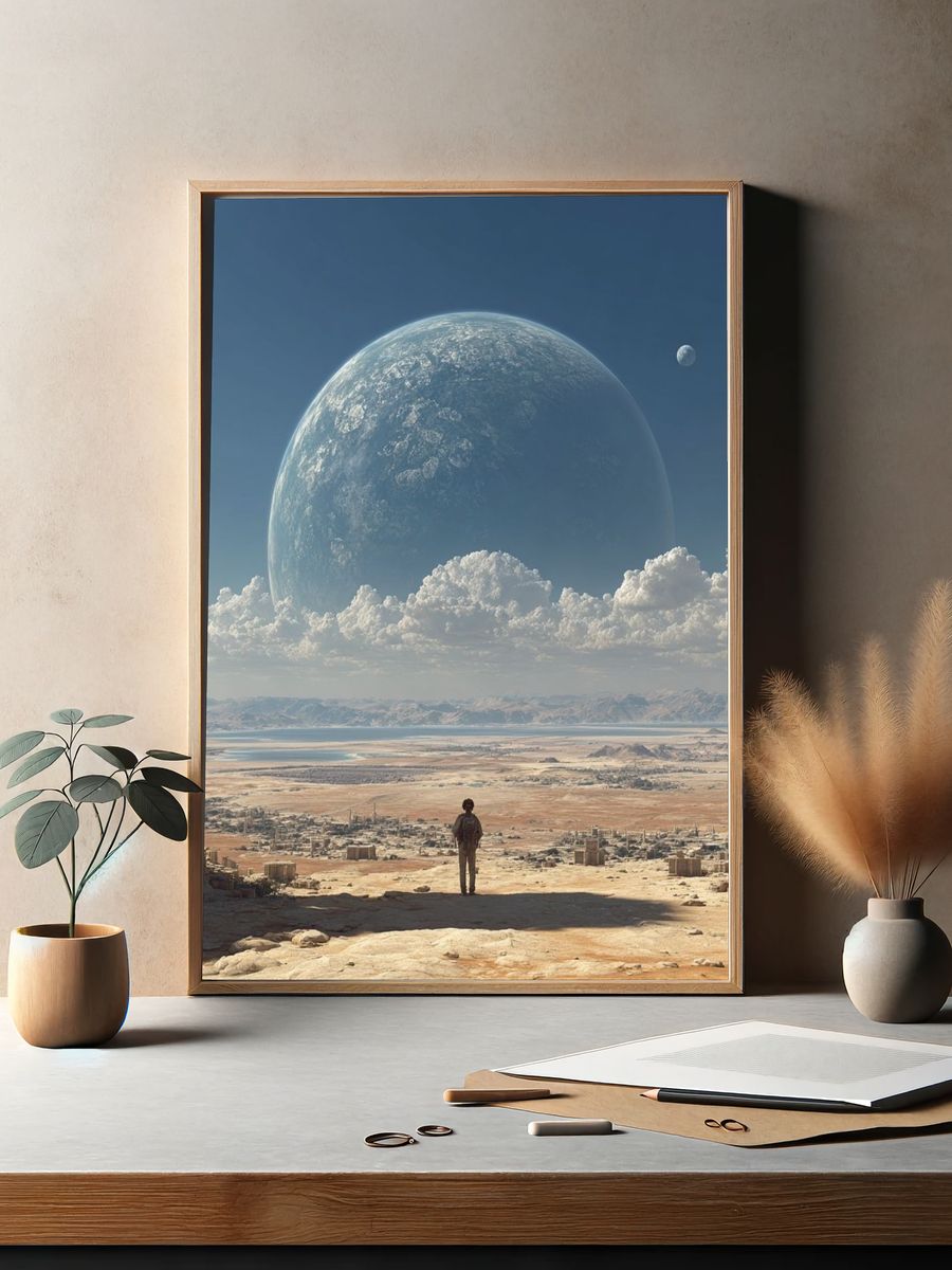 Surreal Planetary Landscape — Space Print. — room view 2