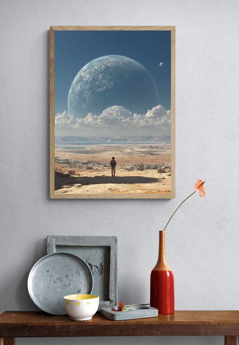Surreal Planetary Landscape — Space Print. — room view 3