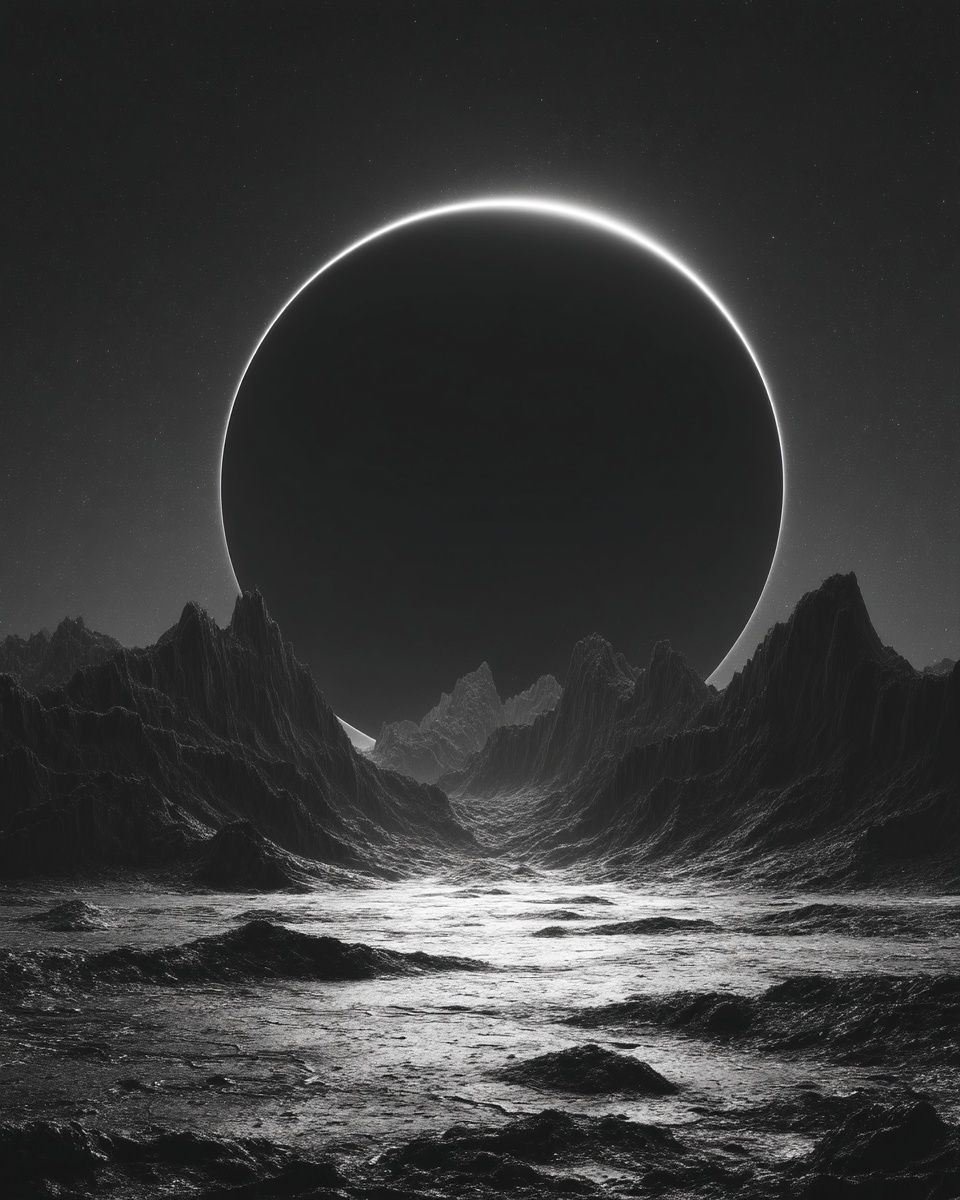 Eclipse Over Alien Landscape — Space Print. poster — space art