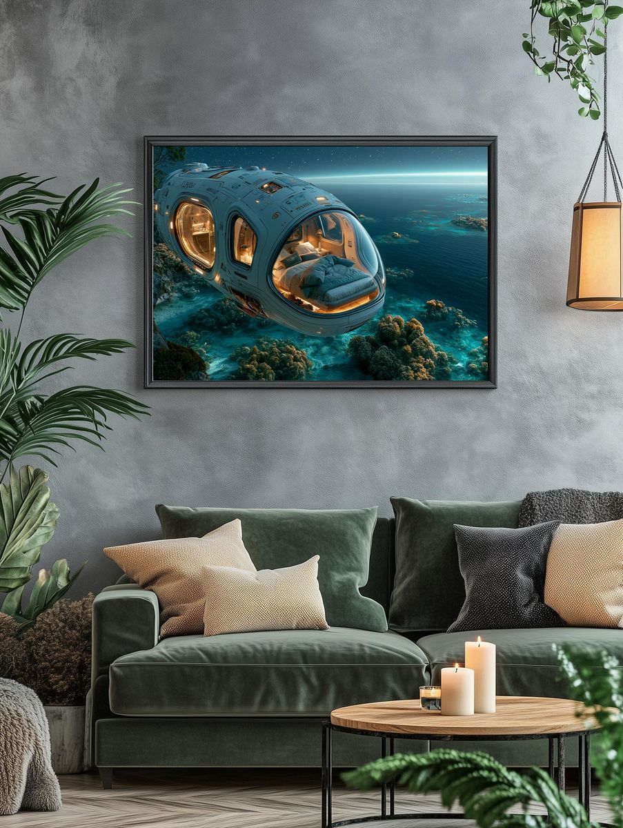 Floating Ocean Pod Sci-Fi Print. — room view 4
