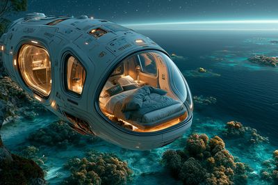Floating Ocean Pod Sci-Fi Print.