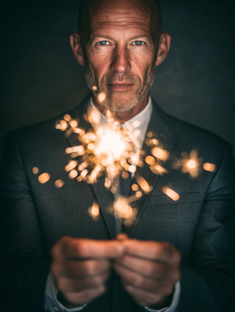 Sparkler Portrait Photography Poster. poster detail