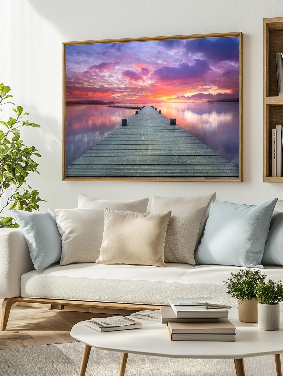Sunset Pier Reflection — Photography Print. — room view 2