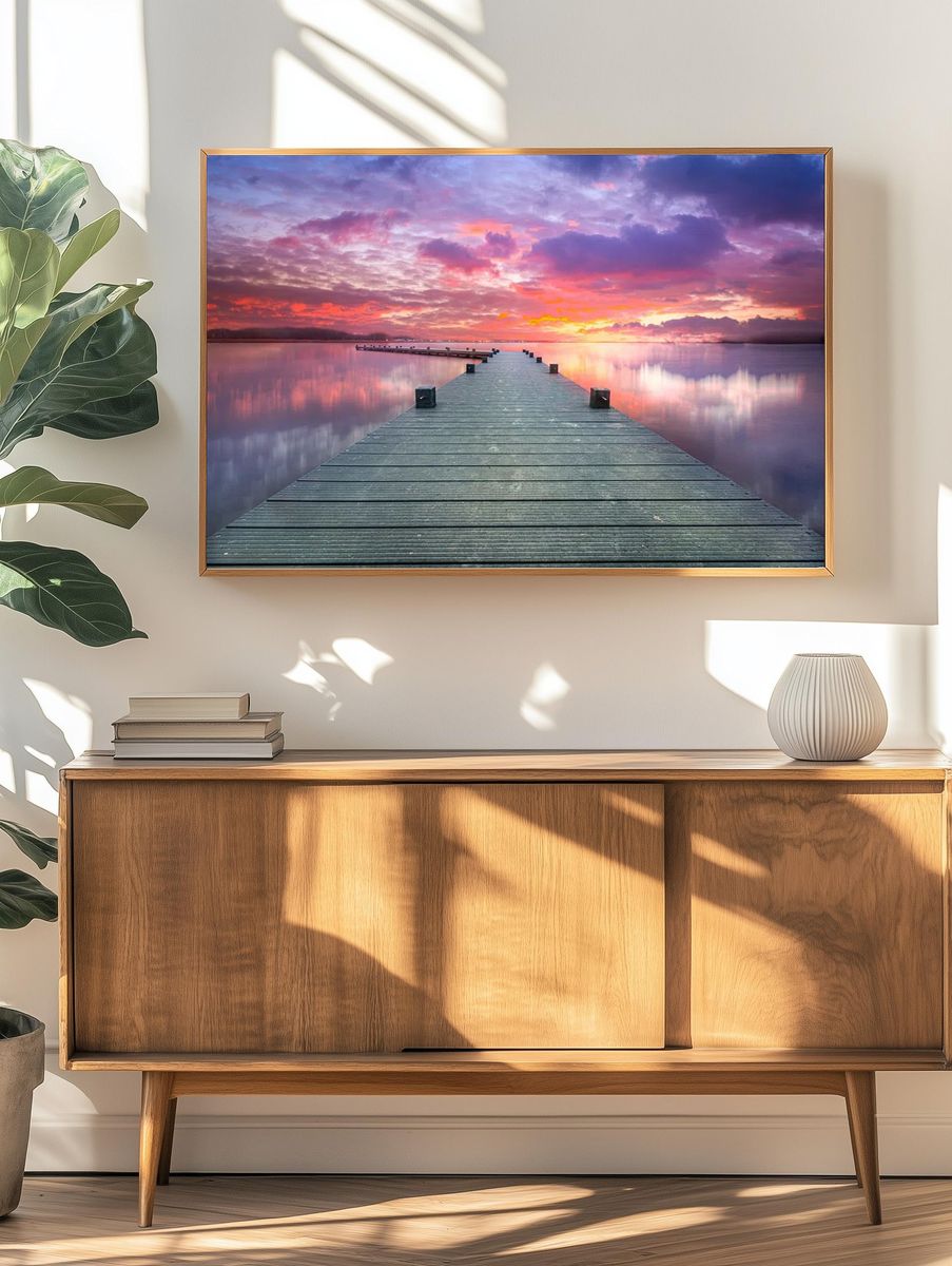 Sunset Pier Reflection — Photography Print. — room view 3